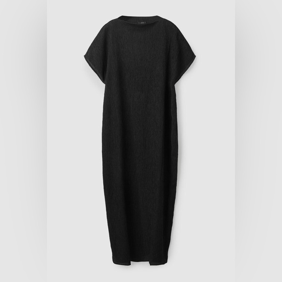 COS Long Crinkled Minimalist Dress Black Size Small Excellent Condition - Picture 13 of 13